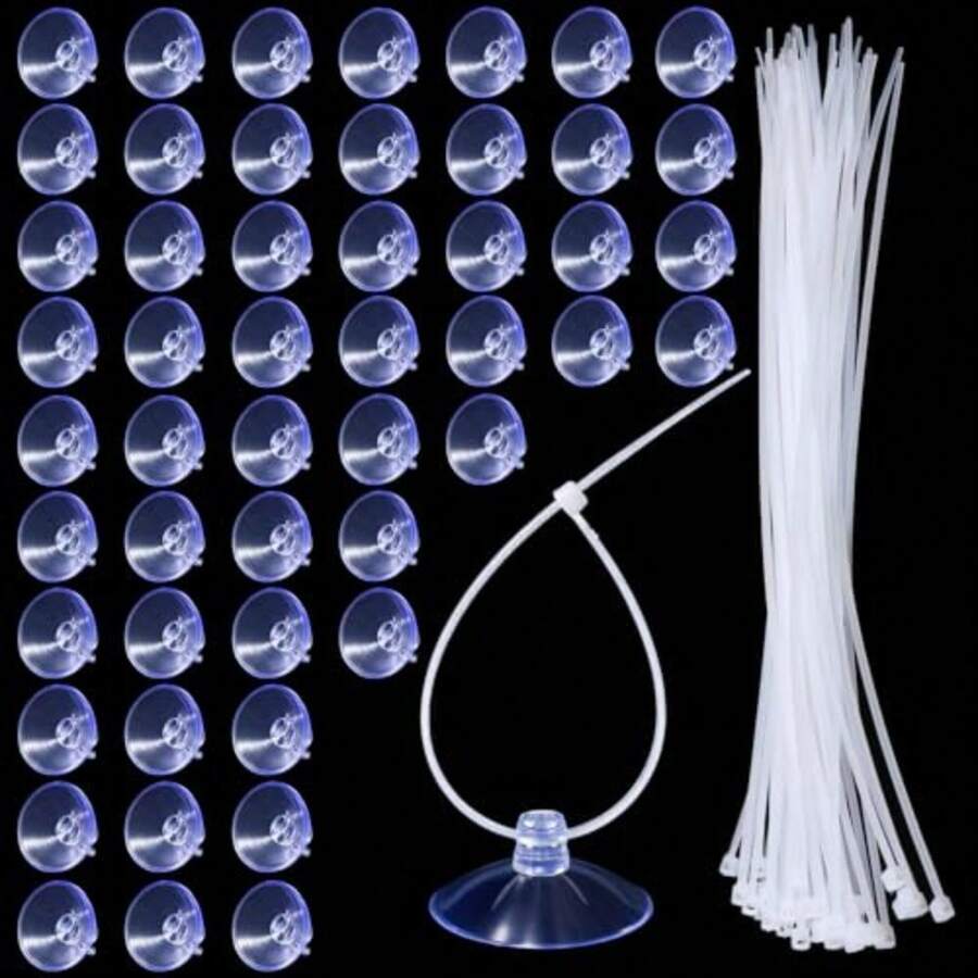 50PCS Aquarium Suction Cups, 25mm Small Suction Cups And 70PCS Zip Tie Aquarium Plant Holder Suctions Cup For Binding Aquariums Plant Holder Fishes Tanks Plants Moss Shrimp Nest Landscape Fixation - As Pic - View 1