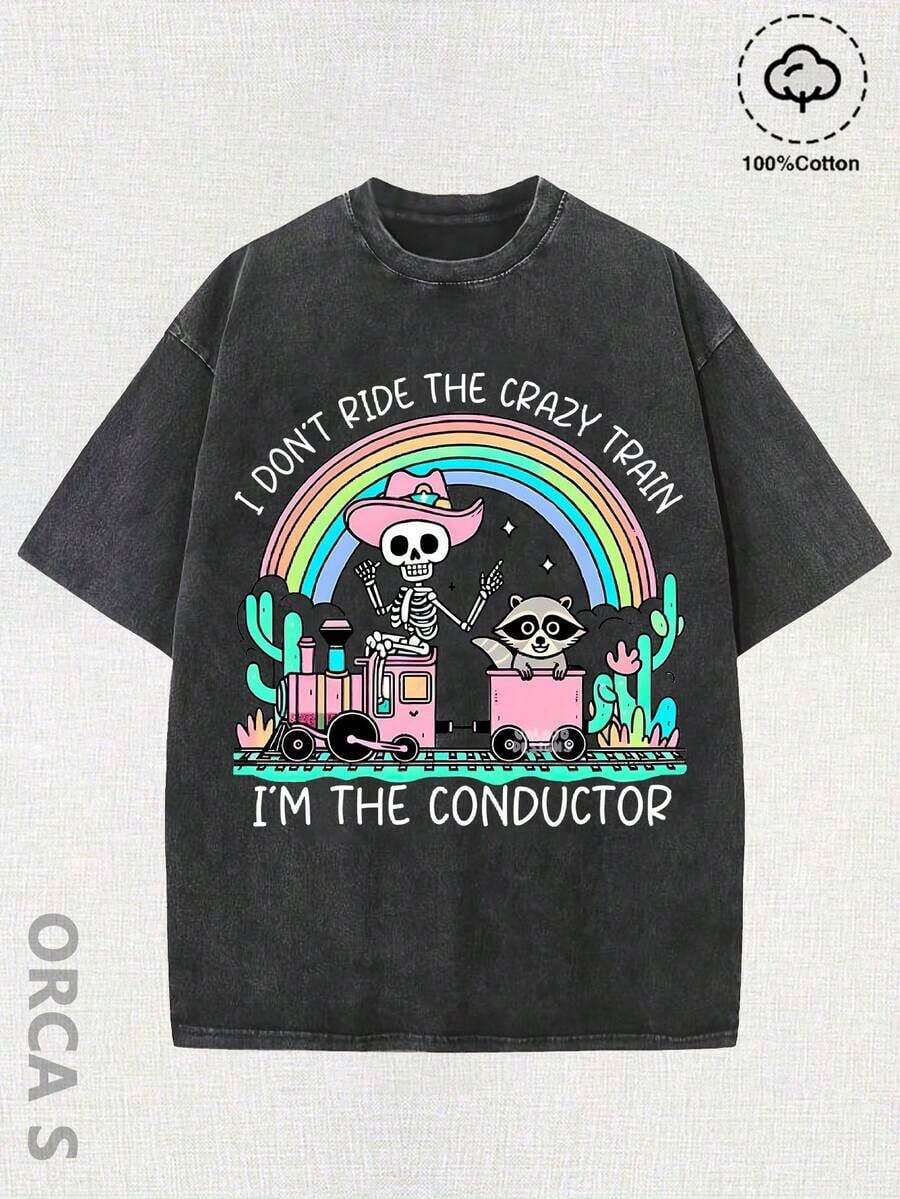 New Summer 2026 "Puppy Love" T-Shirt With Colorful Floral Dog Print, Urban Style, Distressed Wash, 230g Pure Cotton, Suitable For Thanksgiving, Christmas And Other Holidays, Casual Wear, Outings, Outdoor Activities And As A Gift For Friends And Family. - 黑色 - 查看 1