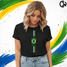 Brazil World Cup Soccer T-Shirt - New Release - 100% Cotton - 黑色 - 查看 2
