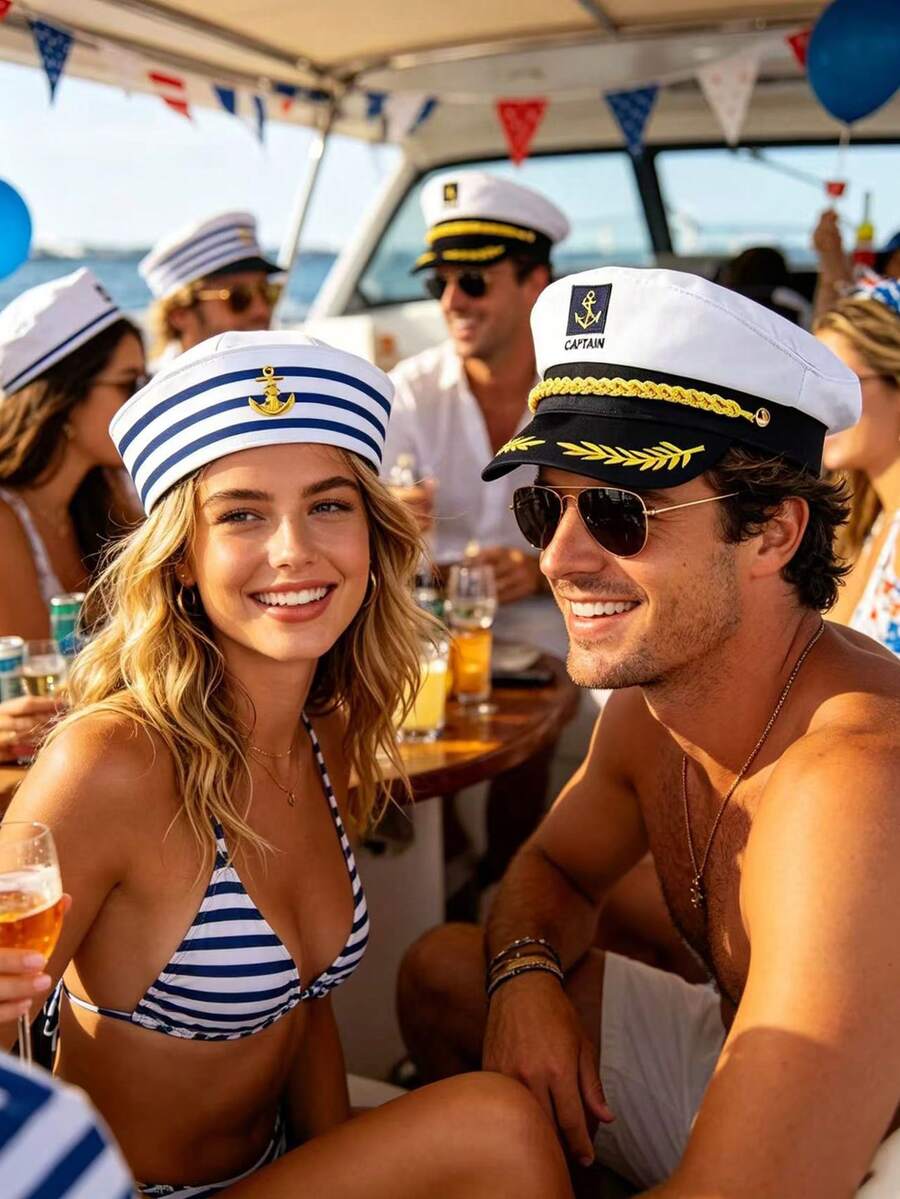 Hat Set Navy Cap Sailor Hat Costume Accessories Set Cosplay Anime Sexy Outfit Party Gathering Festival - Multicolor - View 1