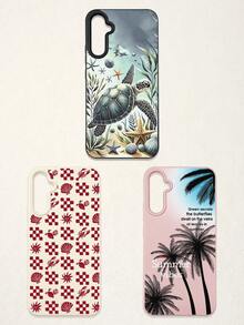 3pcs Summer Beach-Themed Phone Case Set: Ocean Turtle & Starfish, Palm Tree Graphic, Red Plaid Seashell & Lobster Print, Shockproof Full Coverage Phone Covers Compatible With IPhone 11/17/17 Pro/17 Pro Max, Galaxy S25 Ultra. Suitable For Mother's Day, Valentine's Day, Birthday, Easter, Spring/Summer Seasons, Back To School Gifts, Daily Use. - Multicolor - View 19