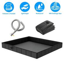 Foldable Camping Shower Pan, 41" Portable Shower Base With Drainage Pipe, Collapsible Outdoor Shower Tub For Camping, RV, Hiking, Indoor And Outdoor Use - As Pic - View 11