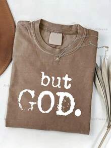 Camiseta lavada de 230 g para hombre y mujer, con estampado 'God's Regret', hecha de algodón batik de alta calidad, lavable a máquina, tiene un cierto grosor adecuado para el verano, actividades al aire libre y como regalo para las vacaciones. - marrón café - Ver 6