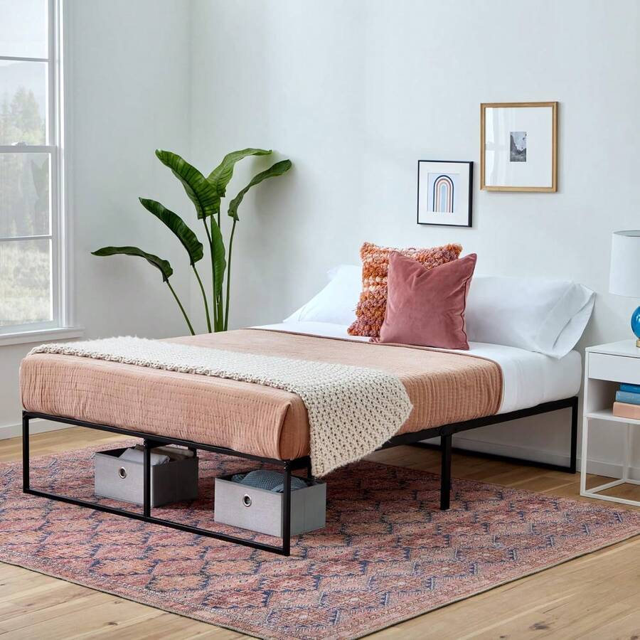 Linenspa - Twin Bed Frame With Storage - Folding Steel Frame For Easy Assembly - Sturdy Steel Bed - For Any Bedroom RBL5 - 黑色 - 查看 1