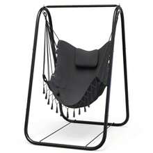 Hammock Chair With Stand, Heavy-Duty And Rustproof Hanging Chair With Stand, Hammock Swing Chair Stand, For Indoor Outdoor Patio Yard Garden Porch - Grey - View 1
