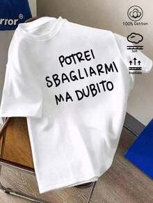1 Pieza de Camiseta de Manga Corta para Mujer 100% Algodón, con Divertido Eslógan Italiano, Adecuada para Primavera/Verano y Todo el Año, Ropa Deportiva para Mujer, Camiseta Blanca Suave y Transpirable, para Vacaciones, 180g, 100% Algodón, Ropa de Festival, Playeras de Mujer - Blanco 2 - Ver 6