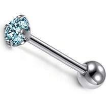 1 chiếc khuyên lưỡi bằng thép titan cao cấp đính đá Zirconia sáng bóng, trang sức xỏ khuyên dành cho nữ. - kiểu 4 móng vuốt - Xem 20