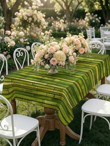 1/2pcs Tablecloth, Bamboo Pattern Tablecloth, Polyester Material, Suitable For Kitchen, Dining Room, Coffee Table, Picnic, Camping, Countryside Decor, Square Or Round Shape Available, Tabletop Protection, Holiday Decoration, Natural Fresh Style - Multicolor - View 12