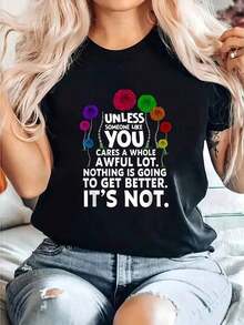 Round Neck Camiseta Con Estampado Del Día De La Tierra A Menos Que Seas Tú - Camiseta Informal De Cuello Redondo De Manga Corta Cómoda Para Primavera Y Verano, Ropa De Mujer Summer Essentials,Summer Outfits For Women,Graphic Tees Blusas Para Mujer Casual - Negro - Ver 6