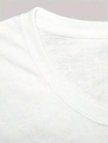 Camiseta de Algodón Suave para Mujer, Diseño de Mariposas y Estrellas Tulipán - Ajuste Cómodo, Mangas Cortas, Cuello Redondo, Patrón Geométrico, Lavable a Máquina, Estilo Casual, Uso en Toda - Blanco - Ver 2