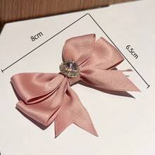 1/2pcs Solid Color Minimalist Pink Bow Cute Crystal Heart Hair Clips, Princess Style Side Clips, Summer Hair Accessories,Hair Barrettes - Multicolor - View 4