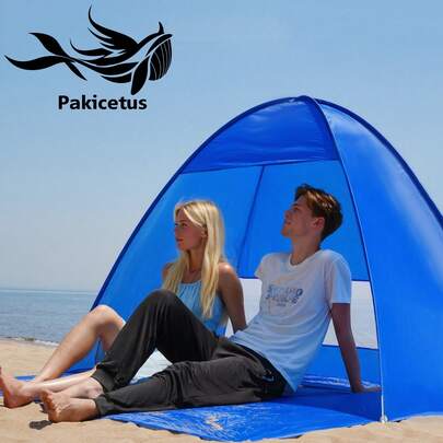 Tienda de playa para 3-4 personas PAKICETUS con bolsa de almacenamiento, portátil y plegable, refugio solar para exteriores para fiestas en el patio, playa, parque, pesca, senderismo