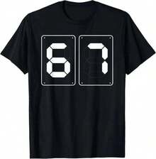 Camiseta Divertida con el Lema 6 Sport 67 Slang - Moda Americana, de gran , casual, retro, de alta calidad,% algodón, 1 pieza - Negro - Ver 1