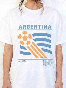 Camiseta Retro de Argentina con Estética Vintage para la Copa Mundial de Fútbol 2026, para Fanáticos de EE. UU., México y Canadá, Talla Grande, Unisex, para Hombre y Mujer - Negro - Ver 6