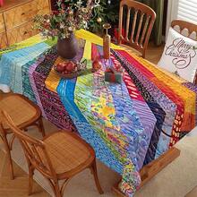1pc, Home Decor, Abstract Pattern Printed Tablecloth, Rectangular, Woven, Suitable For Home Kitchen Dining Room, Party Dinner, Picnic Camping, Date, Wedding, Theme Party Decoration, Indoor And Outdoor Use - Multicolor - View 14