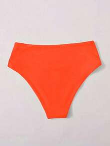 Bragas bikini de cintura alta unicolor - Naranja - Ver 3