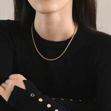 1件奢華金銀扭鍊項鍊，百搭高端耐用配件，適合男女、工作、約會、度假、派對、情侶週年紀念與節日禮物 - 彩色 - 查看 1
