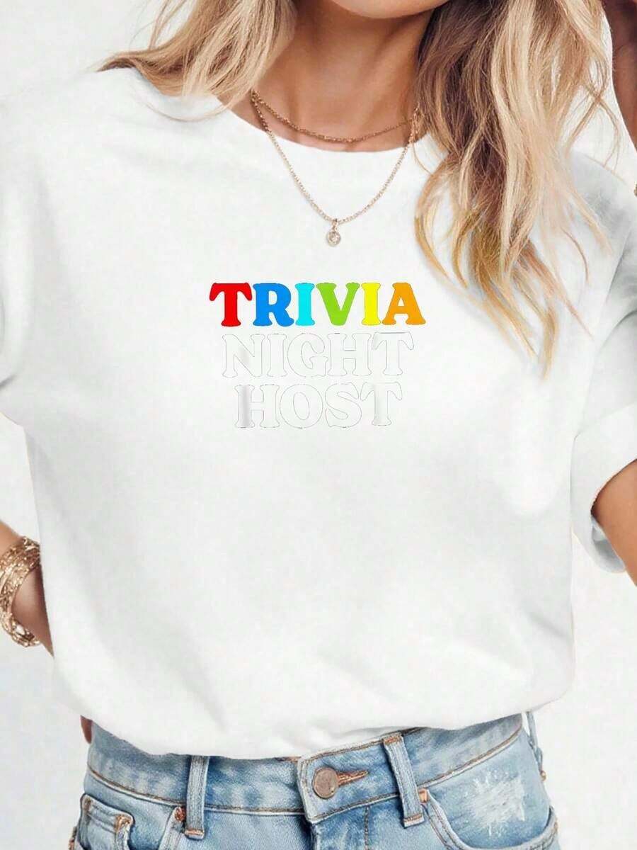 Trivia-Night-Host---Funny-Quiz-Game-Enthusiast-T-Shirt playeras de mujer - Blanco - Ver 1