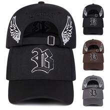 1pc Men's Gothic B Trucker Hat, Personalized Letter Wing Embroidery Baseball Cap, Street Fashion Five-Panel Hat, Outdoor Sun Protection Casual Cap For Spring Autumn Travel Beach Holiday - Multicolor - View 9