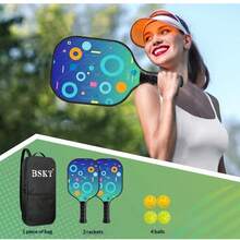 Ensemble complet de raquette de pickleball BSKT T700 en fibre de verre, corps monobloc, grip ergonomique confortable résistant à l'usure et anti-déformation, raquette d'entraînement pour étudiants débutants en intérieur/extérieur avec balle PE, exercice et amélioration de la coordination main-œil, panneau en fibre de verre T700 haute résistance, anti-pliage et non déformant, manche ergonomique antidérapant et absorbant la transpiration, ensemble complet comprenant la raquette et la balle d'entraînement PE, convient aux personnes sans base pour la pratique quotidienne, les jeux de loisirs, la salle de sport intérieure, la cour extérieure et la pelouse, exercice efficace de la coordination main-œil - Multicolore - Voir 10