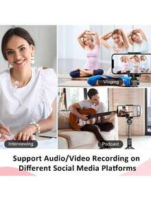 Wireless Lavalier Microphone For Smartphone, Plug-Play Wireless Microphone For Video/Audio Recording, Clip On Lapel Mic For Interview/Vlog/Teaching - Pink - View 4