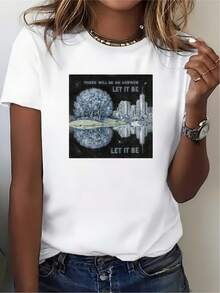 Camiseta de Cuello Redondo de 180g para Regalos Familiares con el Diseño Moderno "Siempre Hay una Respuesta, Que Sea la Suya." Ideal para Fiestas de Verano y Ropa de Trabajo en Equipo. Blusas para Mujer Casual. - Blanco - Ver 1