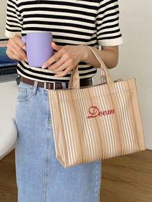 Túi tote thêu theo yêu cầu, túi xách thời trang, túi vải bố dung tích lớn, túi đựng cơm trưa tối giản, túi du lịch cho mẹ, túi xách thời trang, túi đi làm thanh lịch tối giản, thêu tên độc đáo của bạn, món quà tuyệt vời. - Nhiều màu - Xem 3