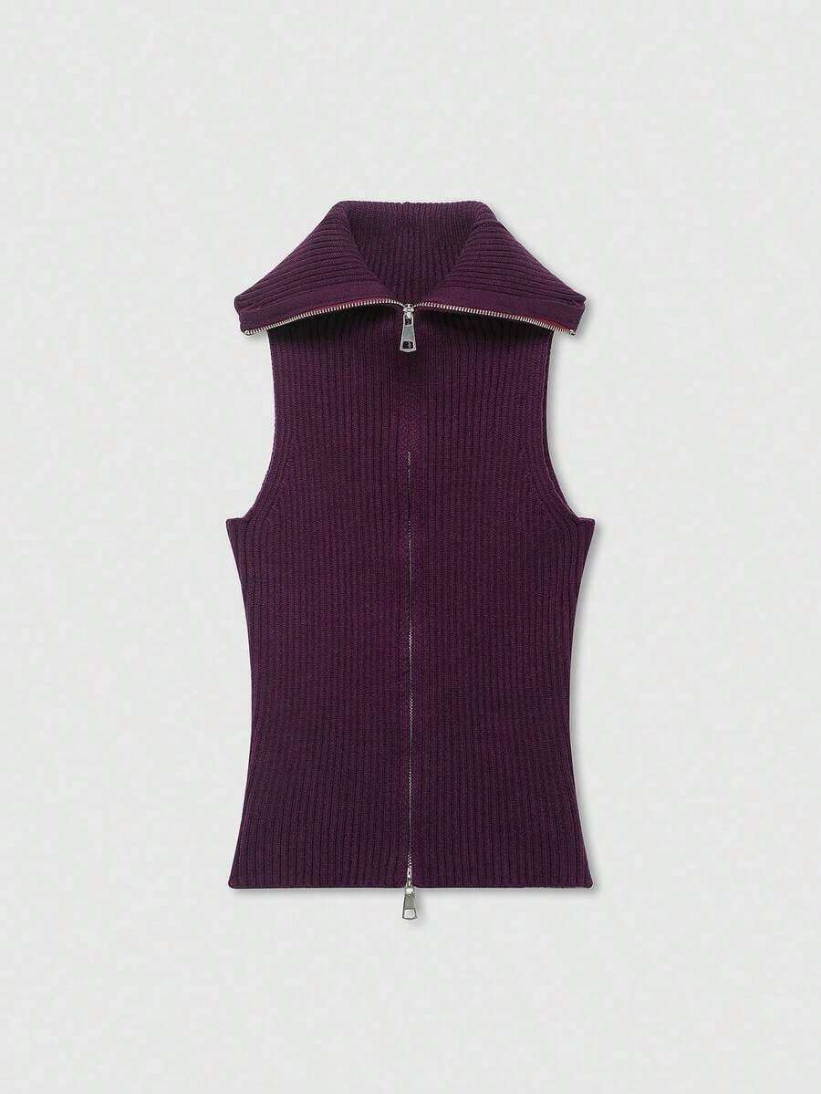 Blusa de punto de unicolor versátil y casual para mujer - Burdeos - Ver 1