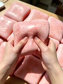 1pc Soft Comfortable Toast Squeeze Stress Relief Doll, Available In Pink, Yellow, White, Green, Ideal Stress Relief Doll. Suitable For Birthday Gifts, Holiday Gifts, Daily Surprise Gifts, Desktop Creative Decor And Party Favors. This Slow Rebound Cute Squeeze Doll Can Also Be Used As Halloween Gift, Christmas Gift. - Multicolor - View 2