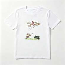 Niñas en el Árbol Playera de Algodón Blanca con Dibujo de Matemáticas - Blanco - Ver 1