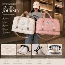 Solid Color Unisex Travel Luggage Zipper Tote Bag With Independent Shoe Compartment, Large Capacity Storage, Light And Portable Shoulder Bag For Outdoors Traveling Bag Travelling Organizer Outfit Airport Travel Clothes Travel Stuff Luggage Bag Christmas Gift Ideas Women Girls Xmas Gifts For Mum Birthday Gift Mom Friend Gym Bag Sport Bag Training Pack For Vacation Holiday Thanksgiving Day Thank You Gifts Back To School Supplies - Màu be - Xem 2