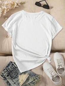 Camiseta de Mujer WB - Vintage de los 90 Warner Bros. Camiseta de manga corta con cuello redondo y estampado de salpicaduras de tinta mágica con gráficos de personajes icónicos, adecuada para uso casual, viajes, atuendos temáticos, tallas (lavable). Ropa deportiva estilo Y2K, cuello redondo, 100% algodón, tejido suave, manga corta. - Blanco - Ver 3