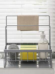 Sponge Draining Rack, Kitchen Sink Organizer, Sponge Draining Basket, Bathroom Storage Rack, Kitchen Faucet Sponge Holder, Sink Organizer, Detachable Hanging Faucet Draining Rack, For Sponge, Brush, Towel, Cleaning Tools, Bathroom And Kitchen - Multicolor - View 10