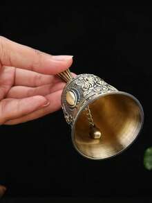 Vintage Brass Hand Bell, Metal Handheld Service Bell Suitable For Restaurant Food Delivery, Classroom, Early Education, Elderly Call Bell - Bronze Carving - View 4