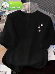Camiseta de Mujer: Camiseta casual de manga corta y cuello redondo para damas, la elección perfecta para primavera y verano, camiseta para uso diario. |   Camiseta estampada | Tela ligera, top casual holgado para el día a día, transpirable y cómodo, imprescindible para todas las estaciones, lavable a máquina, tela no transparente, ajuste cómodo y holgado, top moderno y a la moda, estilo básico transpirable, prenda versátil e imprescindible para mujeres. - Negro - Ver 12