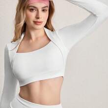 Soqi Women's Clothing Eassivo Eassivo Conjunto de top corto de manga larga y falda pantalón - Falda de talle alto con forma de A y pantalón corto incorporado, top corto con abertura para el pulgar y cuello envolvente, de secado rápido y estiramiento en cuatro direcciones para tenis y yoga, Conjunto de 2 piezas negro, falda y top, Conjunto de 2 piezas para mujer, Conjunto de falda y top corto negro, Conjunto de 2 piezas de verano para mujer - Rosa - Ver 5