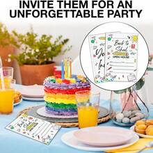 Back-To-School Themed Invitation Cards, Cute Notebook-Style Open Day Invitations Suitable For Teachers And Students, Classroom Event Party Supplies. - View 7