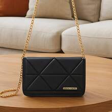 Women's Small Crossbody Bag With Side Chain Strap And Pocket, Compact, Stylish, Everyday New Arrival - Black - View 2