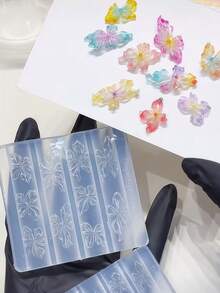 Summer New Arrival Glass Icy Flower 3D Silicone Nail Art Mold - Clear - View 6