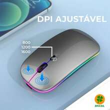 Wireless Rechargeable Mouse With RGB LED, 2.4GHz, Bluetooth, Internal Battery, Ergonomic, Silent. - Pink/blue - View 3