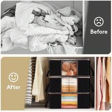 35L Foldable Underbed Clothes Storage Bags 3 Pack With Clear Window Grey For Clothing Bedding Sweaters Protection Organizers - Black - View 9
