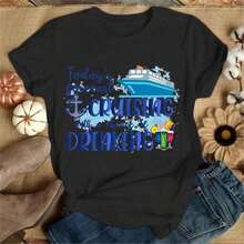 Cool Summer Initial DS T-Shirt, Fashionable Japanese Anime Pattern T-Shirt, Harajuku Manga T-Shirt, Casual Short Sleeve T-Shirt, Y2K Top For Women, Women's T-Shirts - 黑色 4 - 查看 1