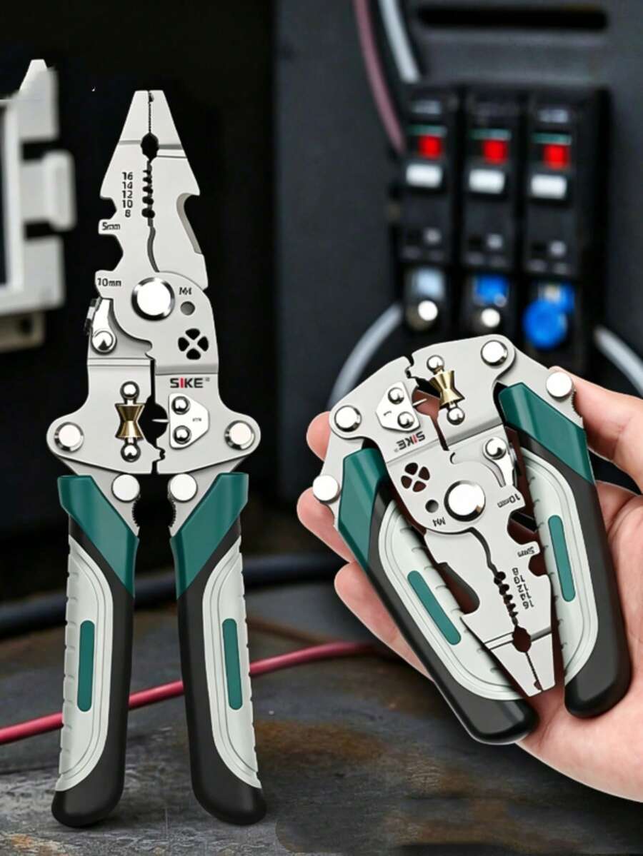重型可折疊剝線鉗，多功能電工工具，可用於剝線、切割、壓接、纏繞與分離