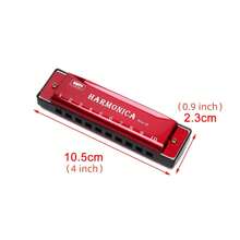 10-Hole Harmonica In The Key Of C For Beginners, Students And Children, Portable Practice Harmonica With Storage Case, Musical Instrument Gift For Beginner Adults. - Golden. - View 8