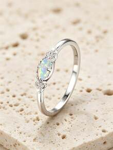 Opal Decor Sterling Silver Ring - Silver - View 14