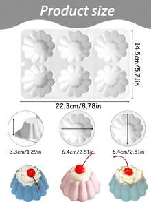 Silicone Pudding Mold, 6-Cavity Nonstick Jello Dessert Making Tray, Custard Mold For Mousse Cake, Candy Mold White .Perfect For Ice Cream, Chocolate & Desserts, Easy Clean & Release - White - View 11