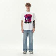 Boy Camiseta De Manga Corta Para Hombre Con Estampado De Bloques De Color Estilo Americano, De AlgodóN Puro, Casual, VersáTil, Holgada Y A La Moda Para El Verano. - Blanco - Ver 8