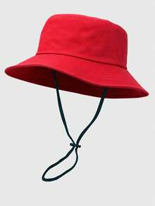 1pc Unisex Solid Color Drawstring Bucket Hat, Outdoor Travel Hiking Casual Lightweight Fashionable Sun Hat, Suitable For All Ages, Summer UV Protection - MianDi - View 19