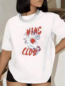 Camiseta Casual para Mujer, Diseño para de Cóctel, Mangas Cortas, Ajuste Cómodo, Ropa Casual de Uso Diario, Moda de Verano - Blanco - Ver 7