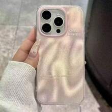 Funda de teléfono con efecto tie-dye degradado y texto en inglés compatible con iPhone 17 Pro Max, nueva pintura colorida para iPhone 15/16 Pro iridiscente con textura arrugada, plateada para iPhone 15, de moda y creativa para iPhone 14, a prueba de golpes y personalizada para iPhone 13 - Degradado rosa - Ver 2